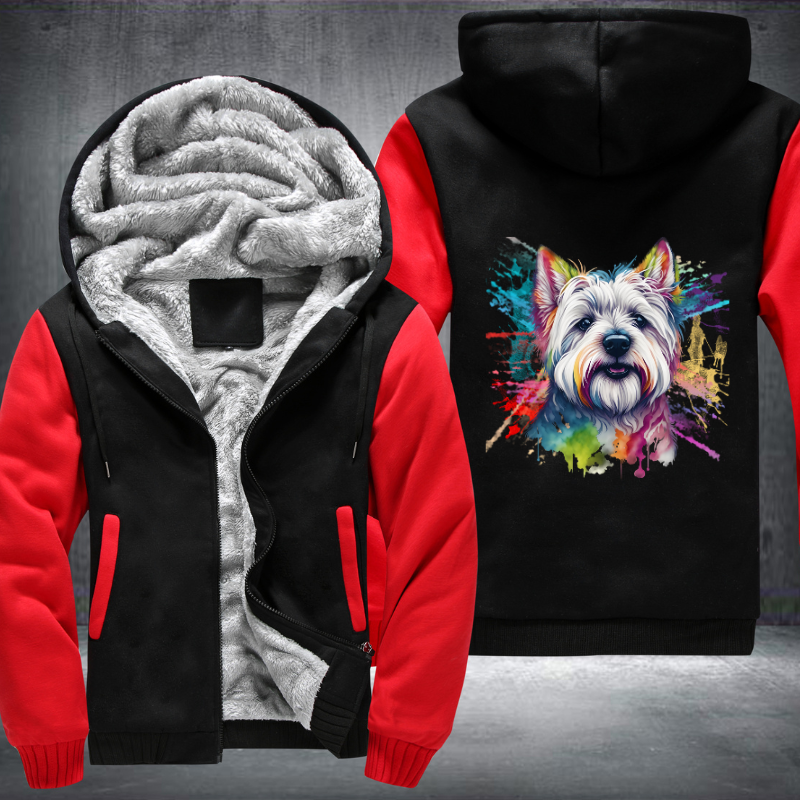 Rainbow West Highland White Terrier design Fleece Hoodies Jacket