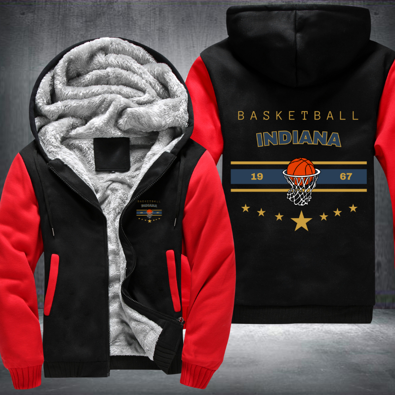 Vintage Basketball INDIANA 1967 Fleece Hoodies Jacket