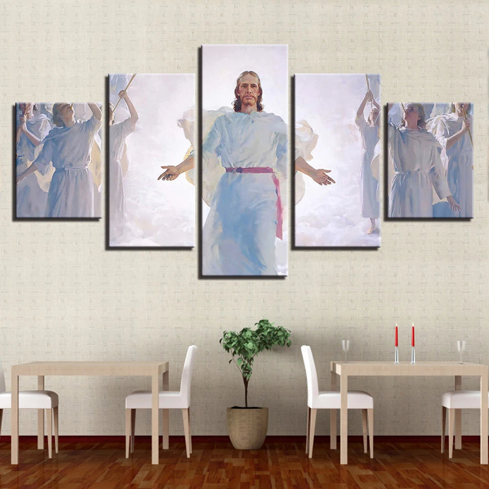 Christ Jesus Abstract Wings 5 Panels Painting Canvas Wall Decoration