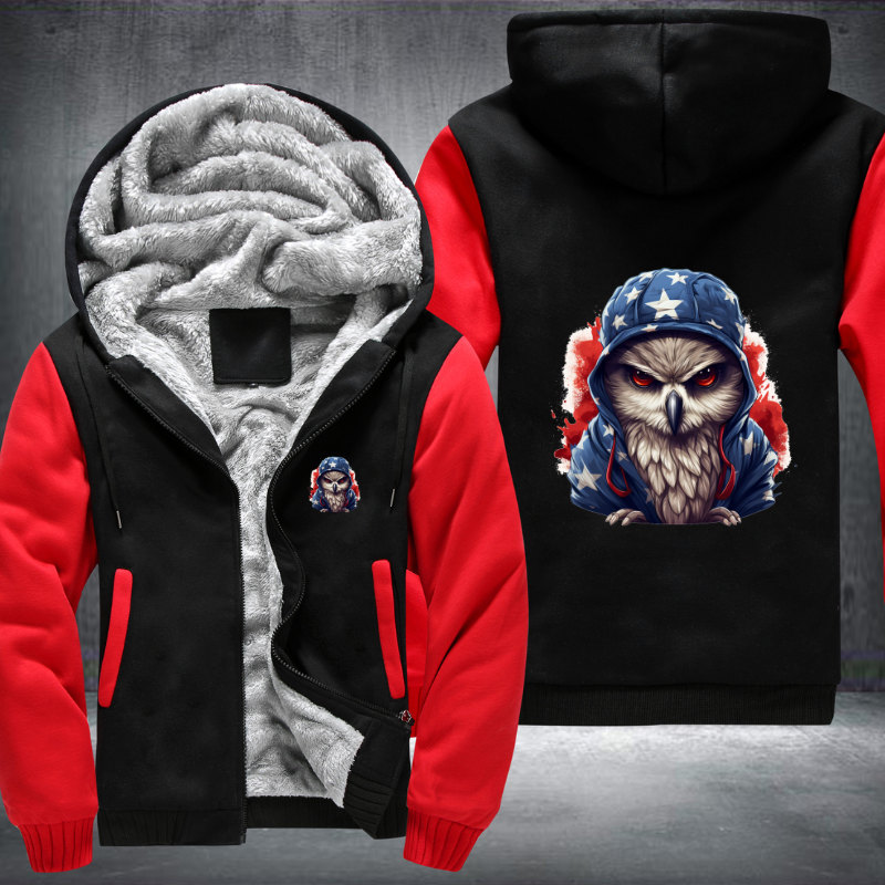 Animal Hiphop Graphic Owl Fleece Hoodies Jacket