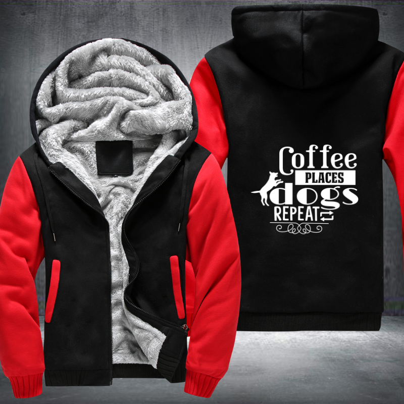 coffee places dogs repeat design Fleece Hoodies Jacket