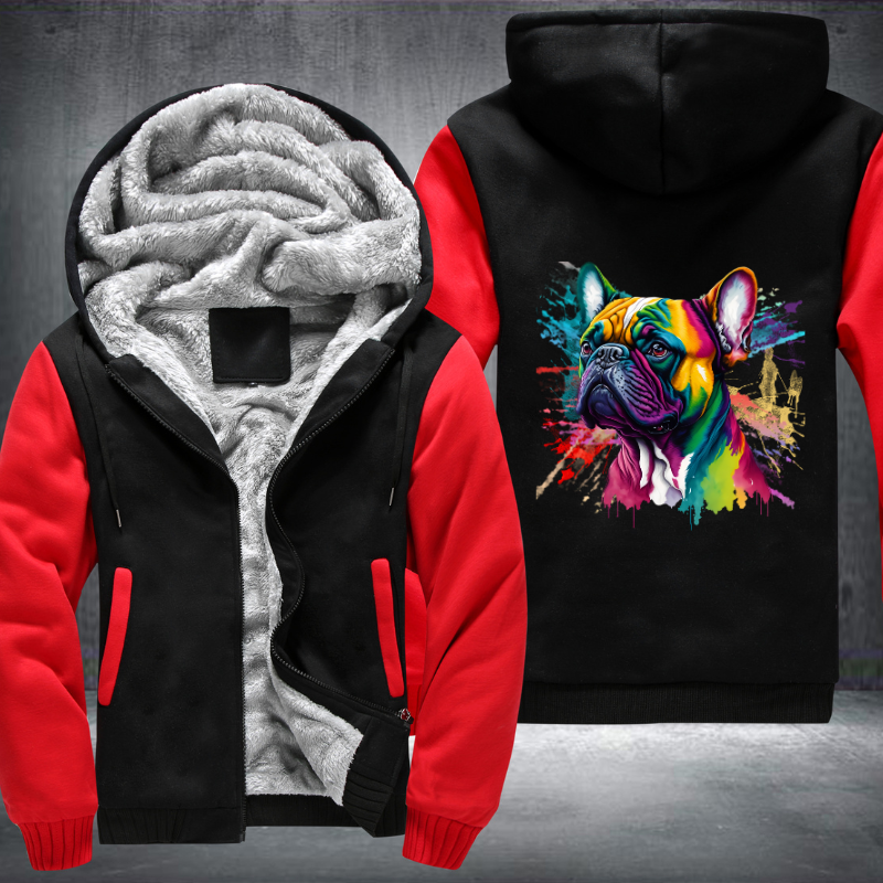 Rainbow cute French Bulldog Watercolour design Fleece Hoodies Jacket