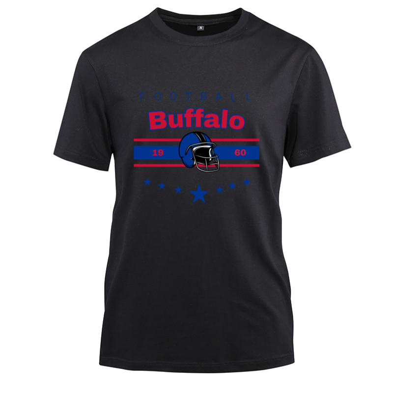 Football Buffalo 1960 Cotton Black Short Sleeve T-Shirt