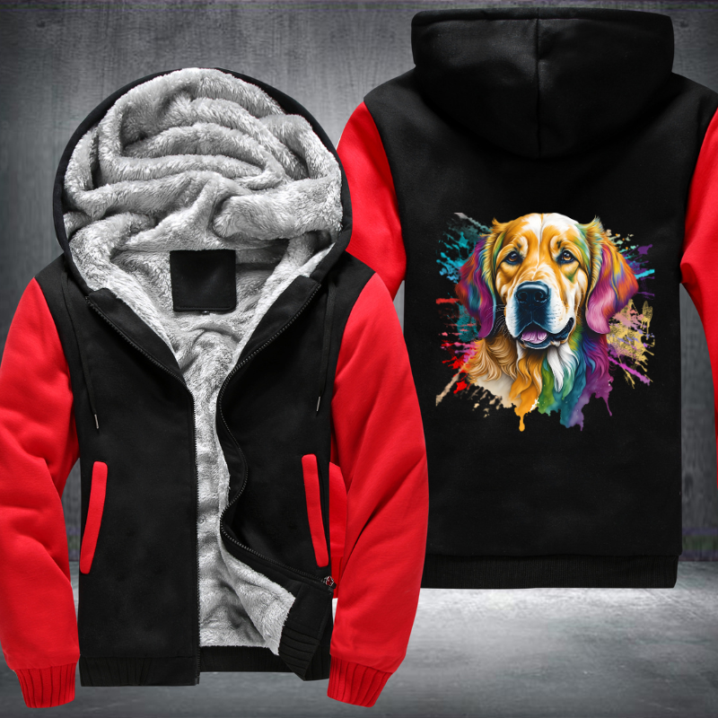 Rainbow Golden Retriever Watercolour Fleece Hoodies Jacket