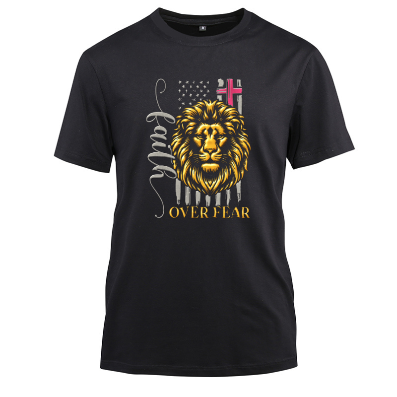 Jesus Faith Over Fear Cute Cotton Black Short Sleeve T-Shirt