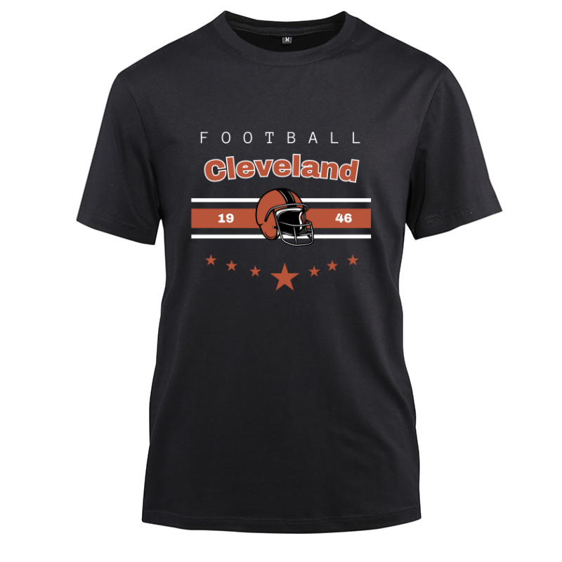 Football Cleveland 1946 Cotton Black Short Sleeve T-Shirt