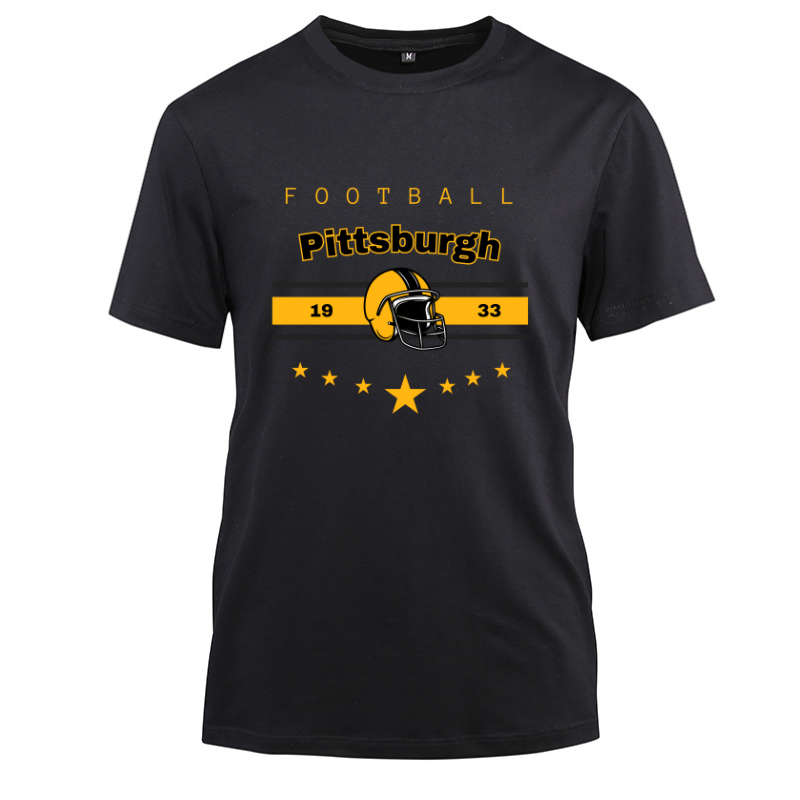 Football Pittsburgh 1933 Cotton Black Short Sleeve T-Shirt