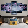 Flower Plum Purple 5 Panels Painting Canvas Wall Decoration