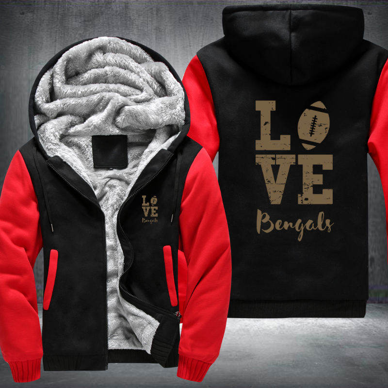 Football Gold Love Bengals Fleece Hoodies Jacket