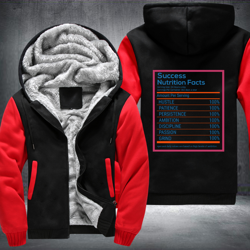 Success Nutrition Facts Fleece Hoodies Jacket