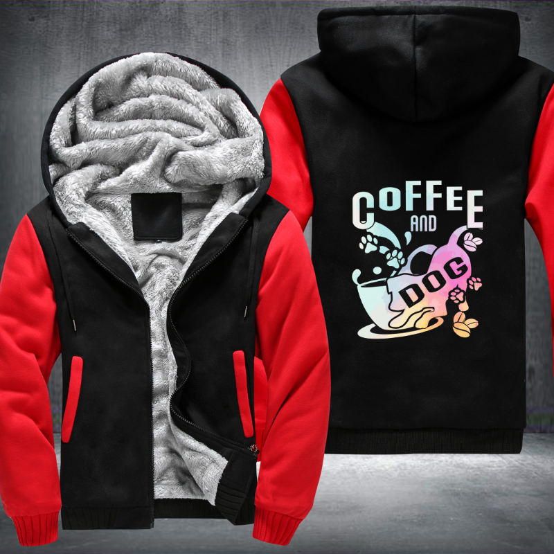 Coffee And Dog Fleece Hoodies Jacket