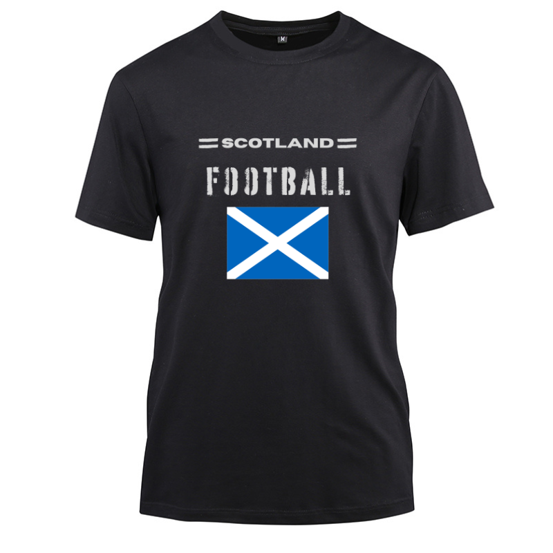 Scotland Football Cotton Black Short Sleeve T-Shirt