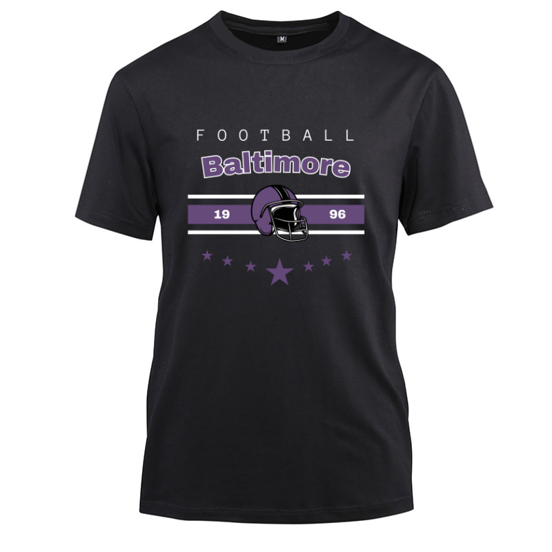 Football Baltimore 1996 Cotton Black Short Sleeve T-Shirt