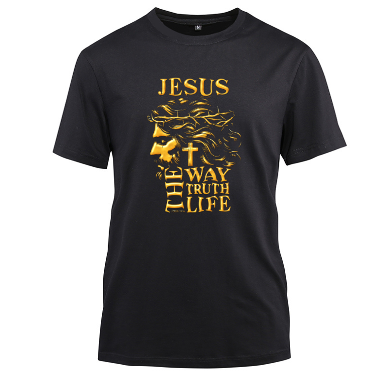 Jesus The Way Truth Life Design Cotton Black Short Sleeve T-Shirt