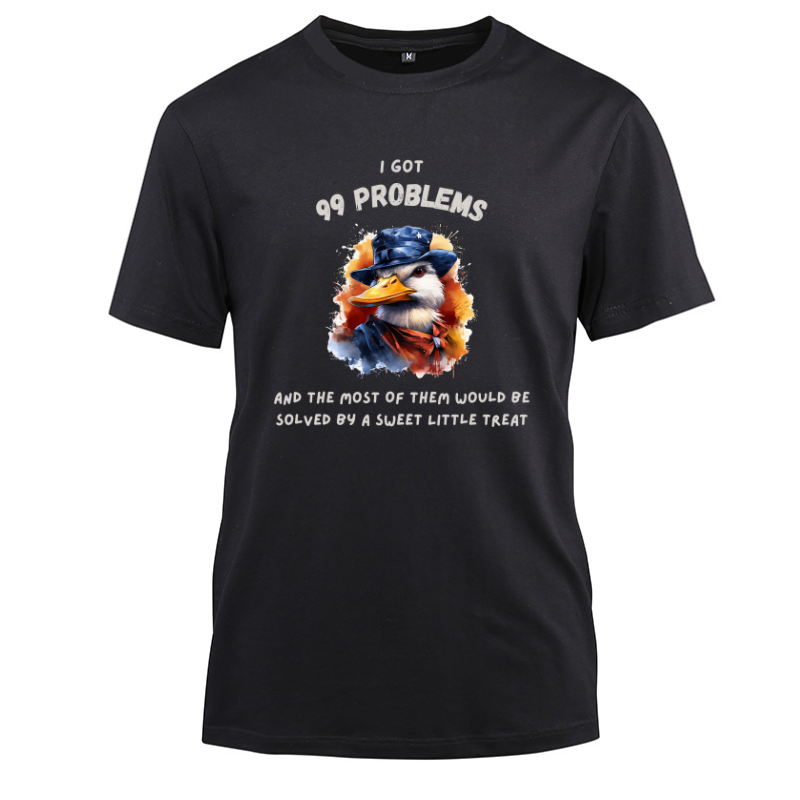Hiphop Funny Duck Star I Got 99 Problems Cotton Black Short Sleeve T-Shirt