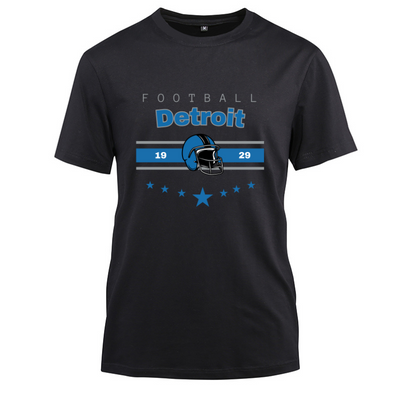 Football Detroit 1929 Cotton Black Short Sleeve T-Shirt