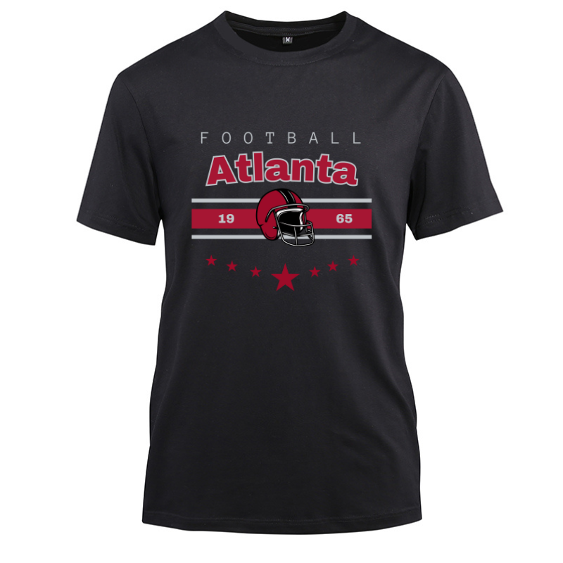 Football Atlanta 1965 Cotton Black Short Sleeve T-Shirt