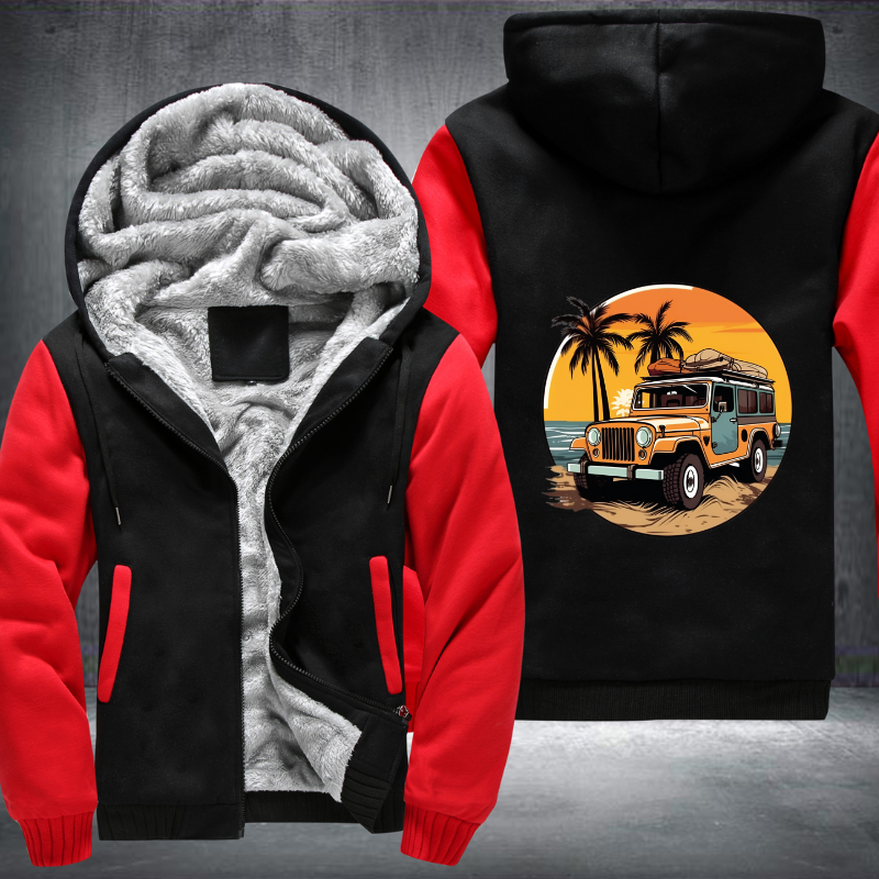 Beach Adventures with 4WD Vehicles Fleece Hoodies Jacket