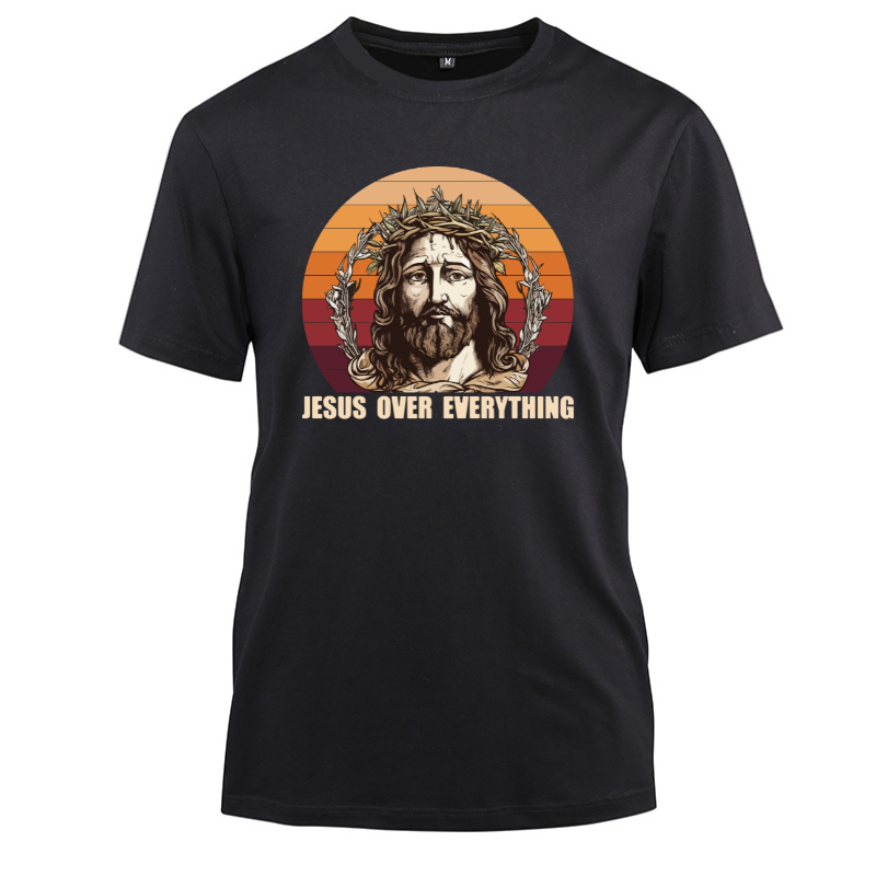Jesus Over Everything Cotton Black Short Sleeve T-Shirt