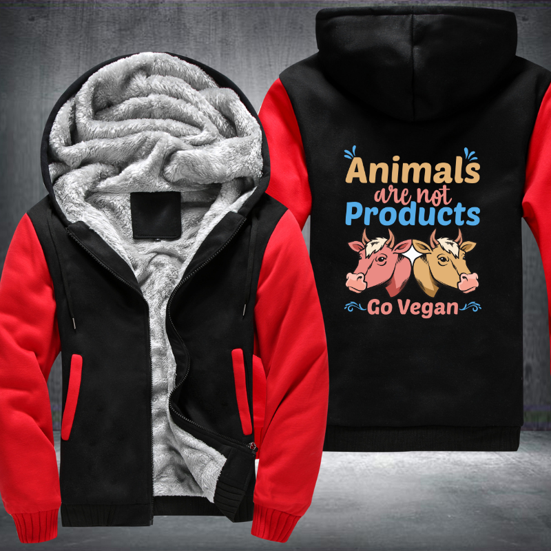 Animals Are Not Products Go Vegan Fleece Hoodies Jacket