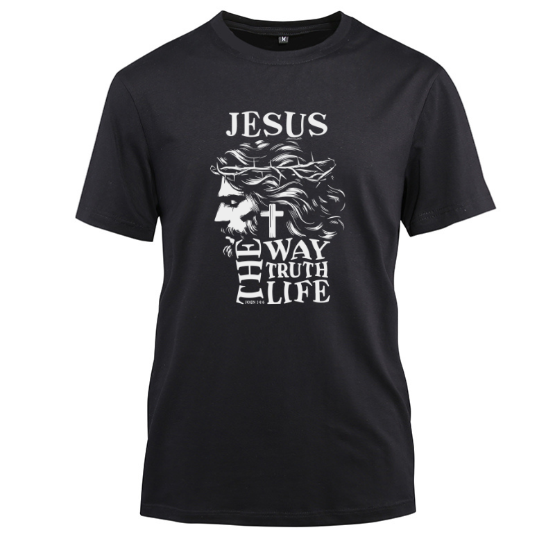 Jesus The Way Truth Life Cute Cotton Black Short Sleeve T-Shirt