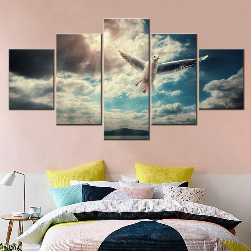 Seagull Sunlight 5 Panels Painting Canvas Wall Decoration