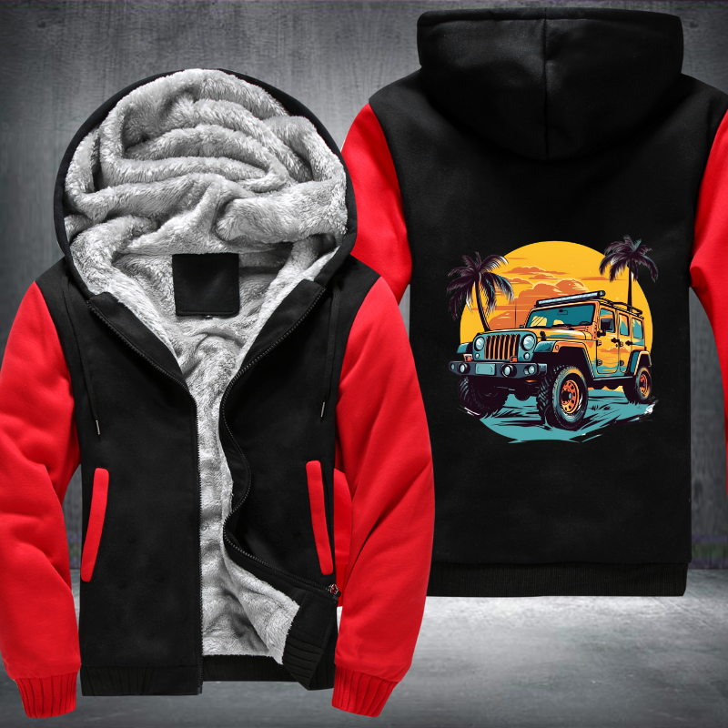 4x4 Car Tackling Sandy Shores Fleece Hoodies Jacket