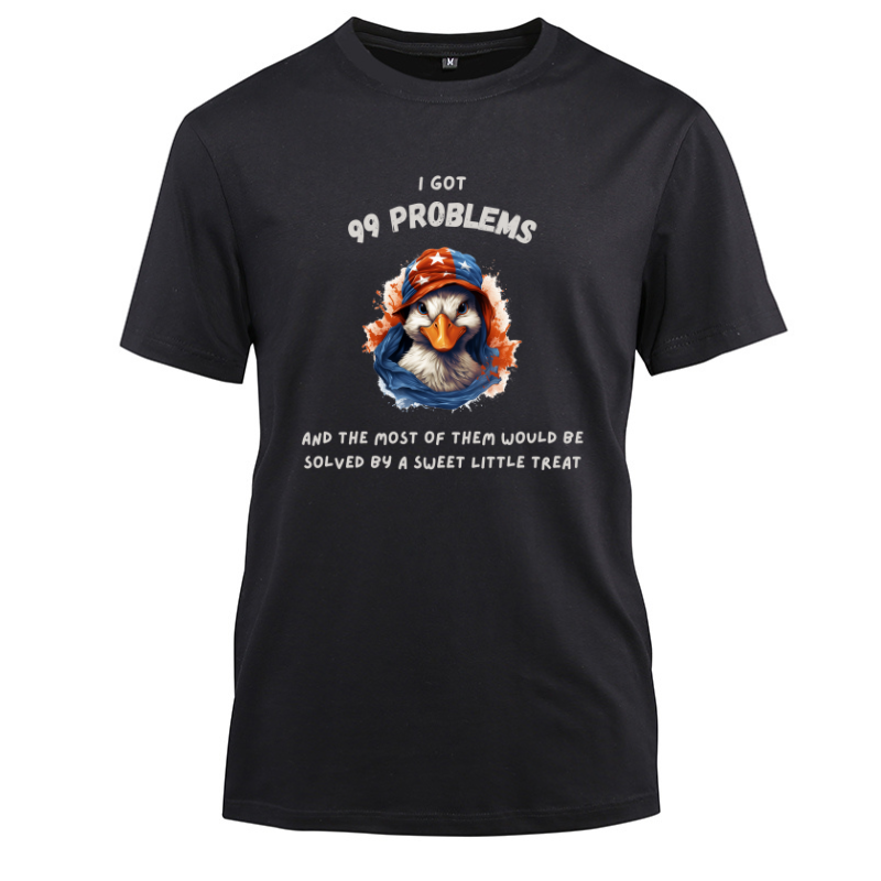 Hiphop Funny Duck I Got 99 Problems Cotton Black Short Sleeve T-Shirt