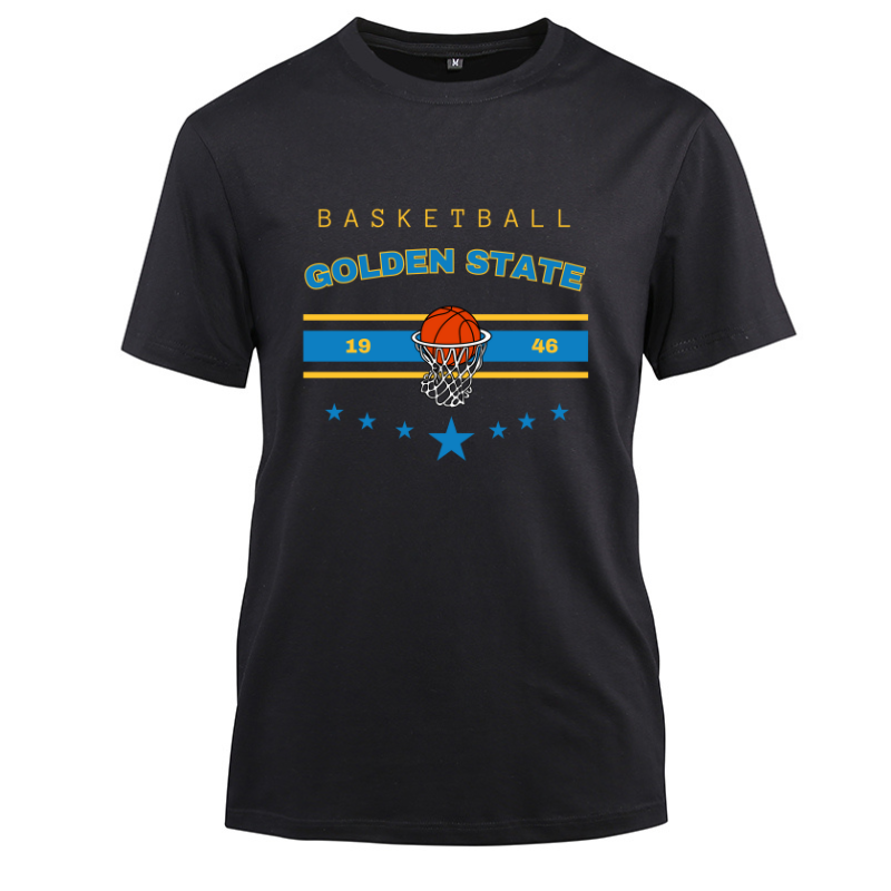 Basketball Golden State 1946 Cotton Black Short Sleeve T-Shirt