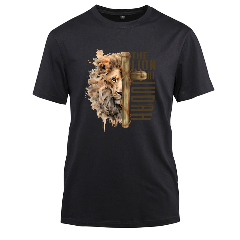 The Lion Of Judah Cotton Black Short Sleeve T-Shirt
