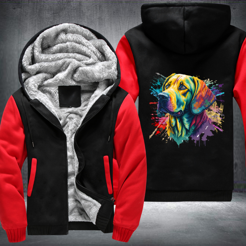 Rainbow Labrador Retriever Watercolour Fleece Hoodies Jacket