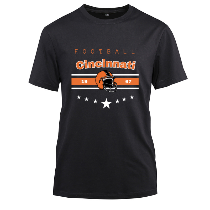 Football Cincinnati 1967 Cotton Black Short Sleeve T-Shirt