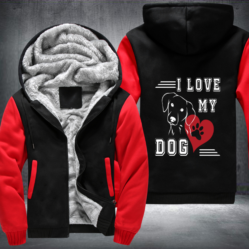 I Love My Dog Fleece Hoodies Jacket