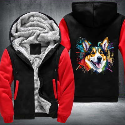 Rainbow Welsh Corgi dog Watercolour Fleece Hoodies Jacket