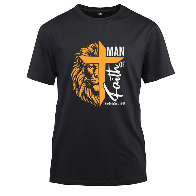 Man of God Jesus Cotton Black Short Sleeve T-Shirt