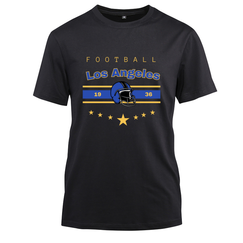 Football Los Angeles 1936 Cotton Black Short Sleeve T-Shirt