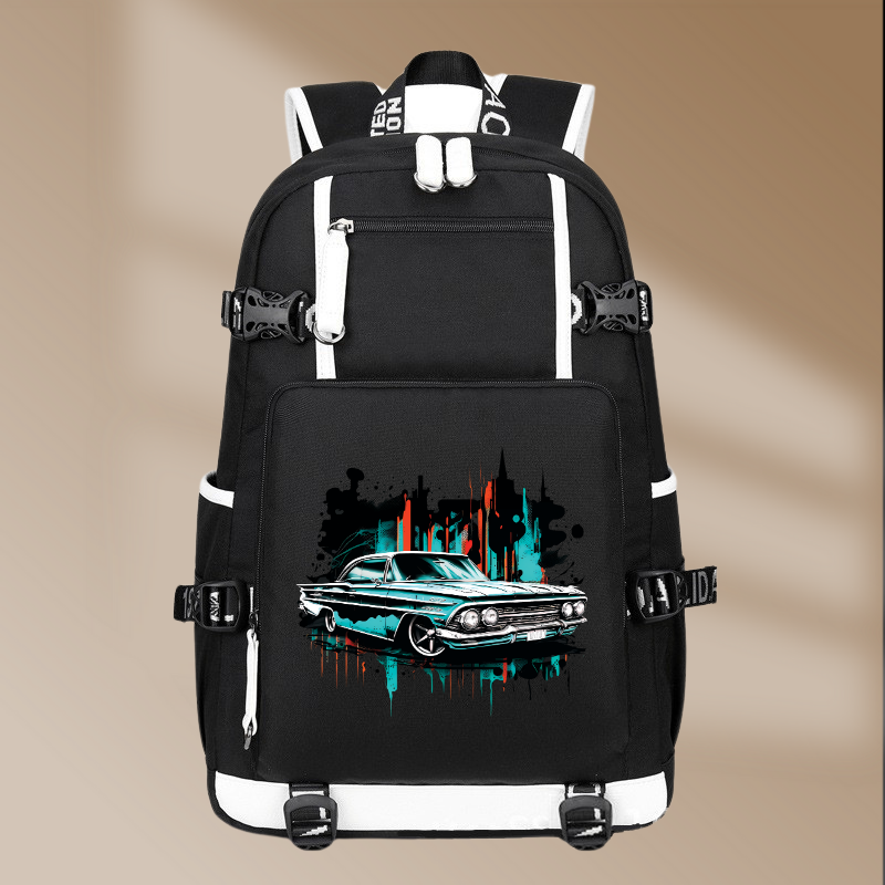 Chevrolet Impala SS 409 1961 Vintage Printing Canvas Backpack