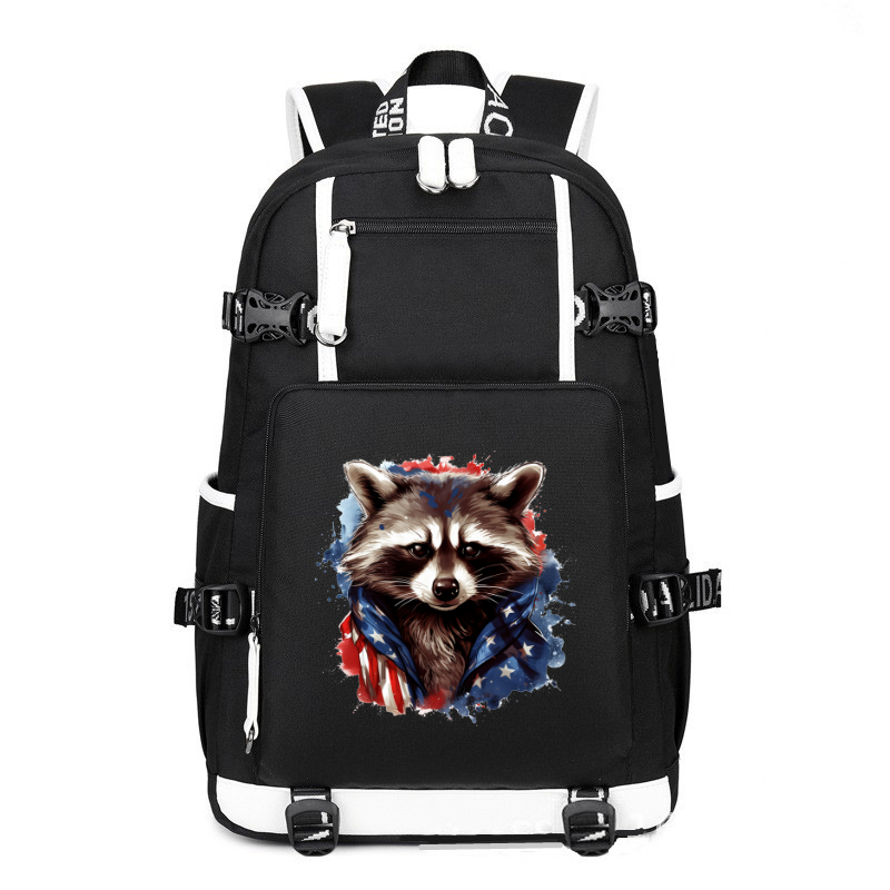 Animal Hiphop Graphic Funny Raccoon With Sunglasses printing Canvas Backpack