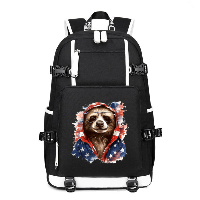 Animal Hiphop Graphic Funny Sloth printing Canvas Backpack