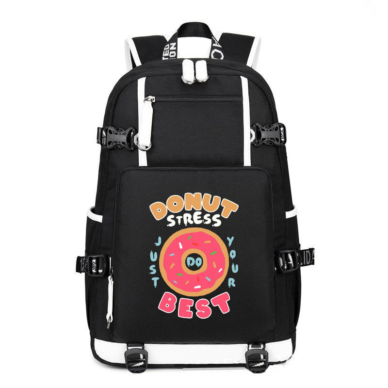 Donut Stress Just Your Best printing Canvas Backpack