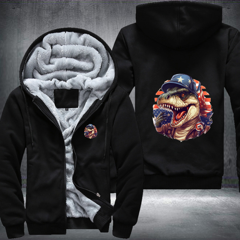 Animal Hiphop Graphic Funny Dinosaur Fleece Hoodies Jacket