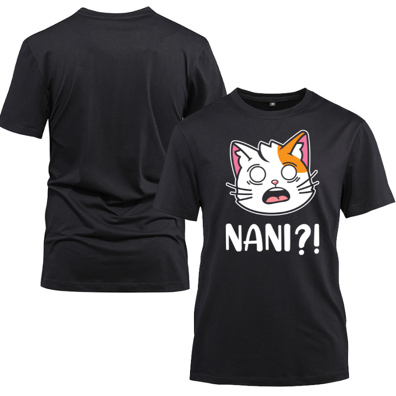 Nani Meme Anime Japanese Funny Gift Cotton Black Short Sleeve T-Shirt