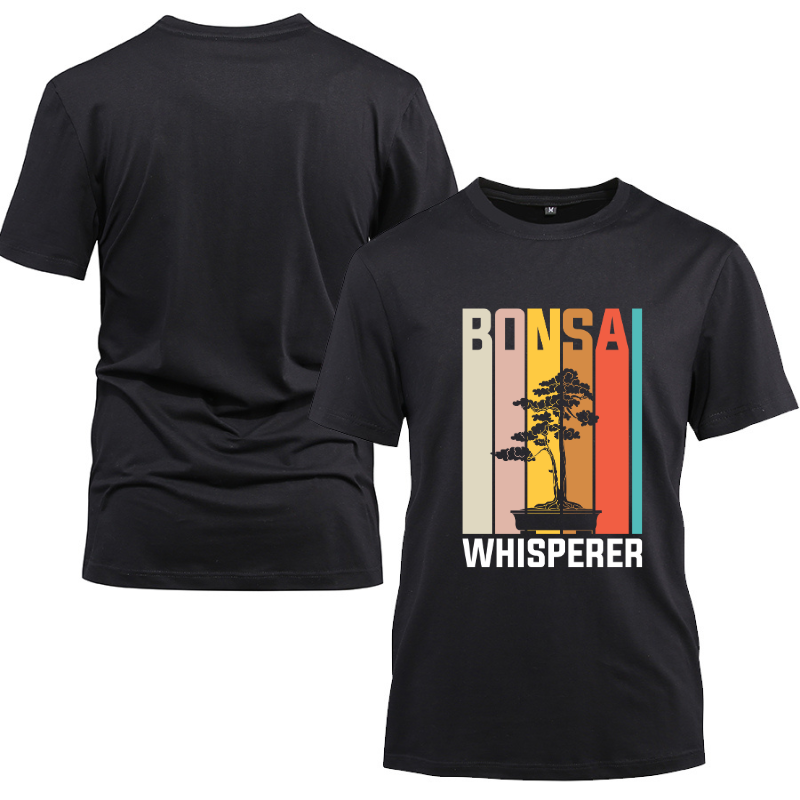 Funny Japanese Bonsai Tree Whisperer Cotton Black Short Sleeve T-Shirt