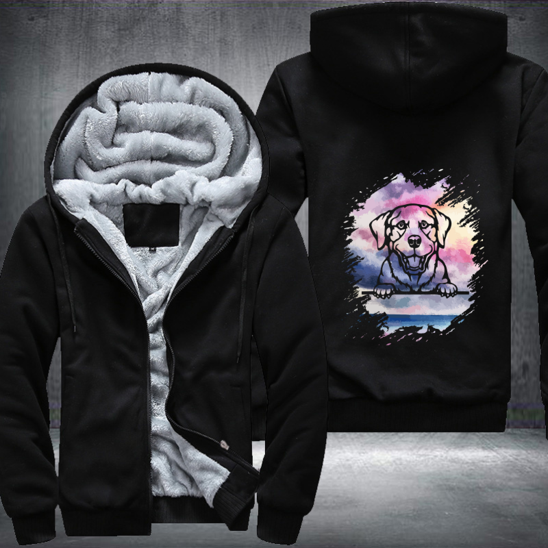 Lovely Colourful Watercolour Dog Fleece Hoodies Jacket