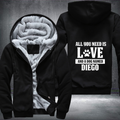 all you need is love and a dog Named Diego Fleece Hoodies Jacket