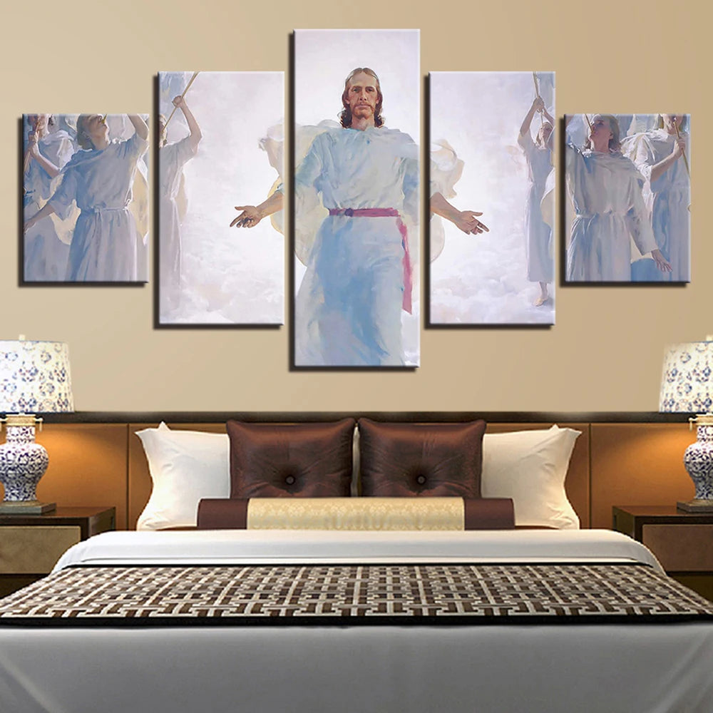 Christ Jesus Abstract Wings 5 Panels Painting Canvas Wall Decoration
