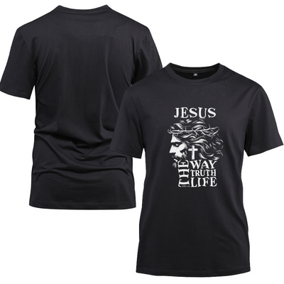 Jesus The Way Truth Life Cute Cotton Black Short Sleeve T-Shirt