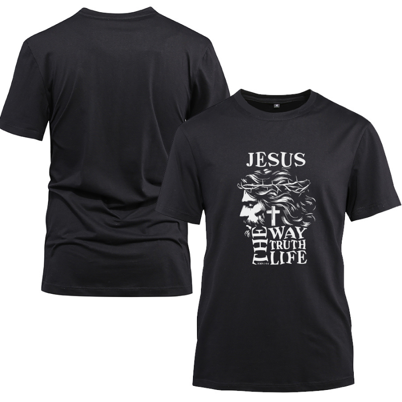 Jesus The Way Truth Life Cute Cotton Black Short Sleeve T-Shirt