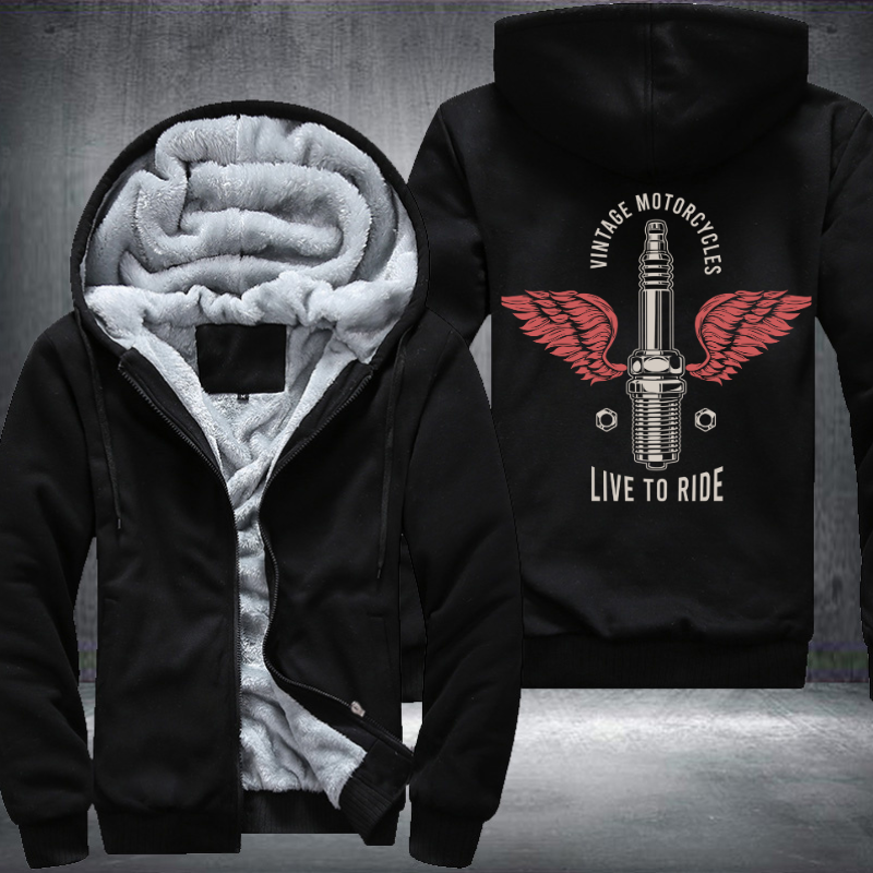 Vintage Motorcycles Live to Ride Fleece Hoodies Jacket