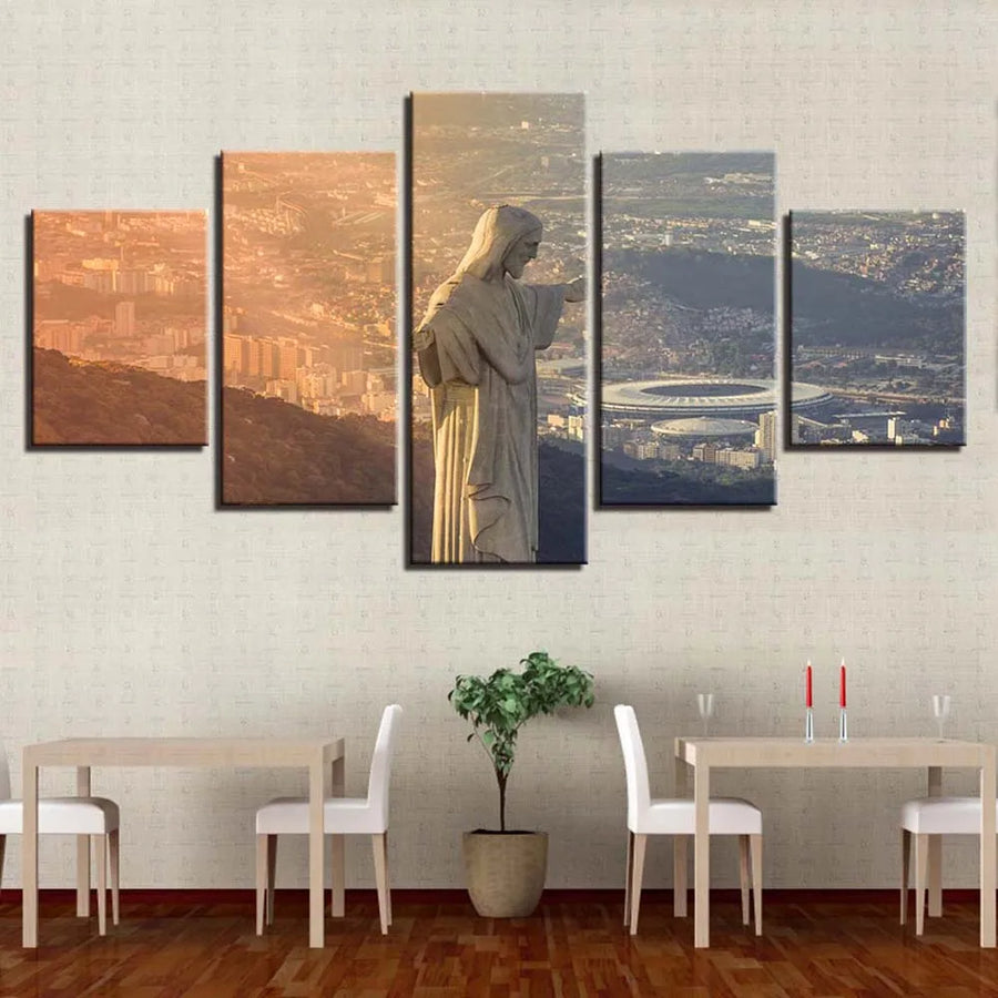 Jesus Christ Brazil Redeemer 5 Panels Painting Canvas Wall Decoration